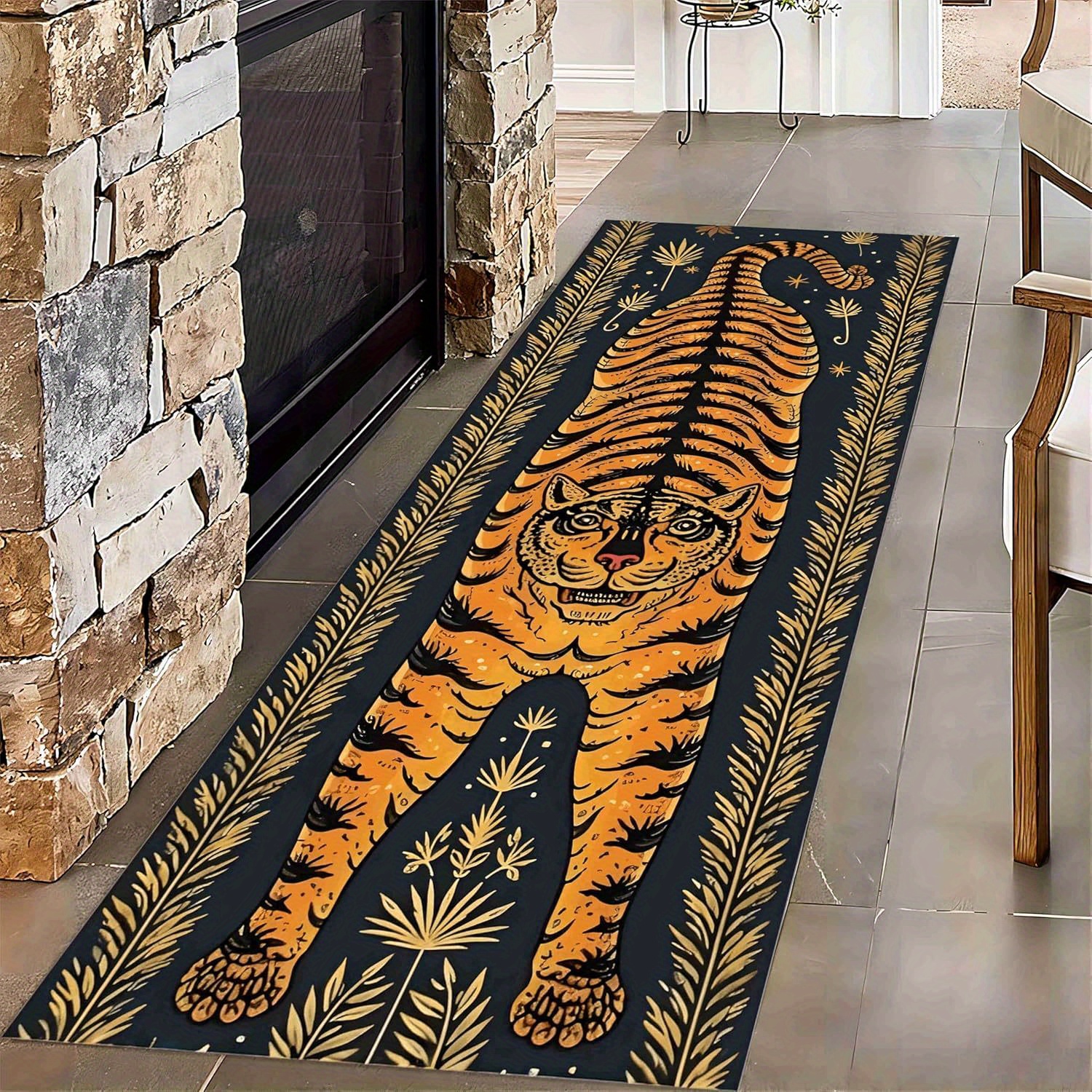 TEMU Long Rug, Print Runner, Machine Made Flannel, Low Pile, Non-slip, Washable
