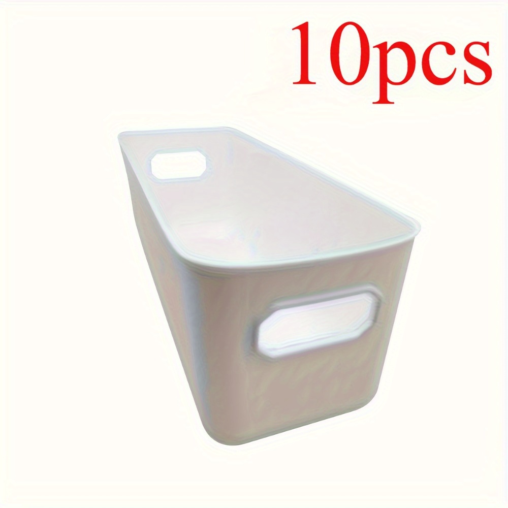10pcs White Plastic Storage Bins With Handles - Stackable Organizer Boxes For Crafts, Desktop, , Phone Cases, Snacks, Dorm, Cosmetics, Masks, Jewelry - Containers For Bedroom, Bathroom