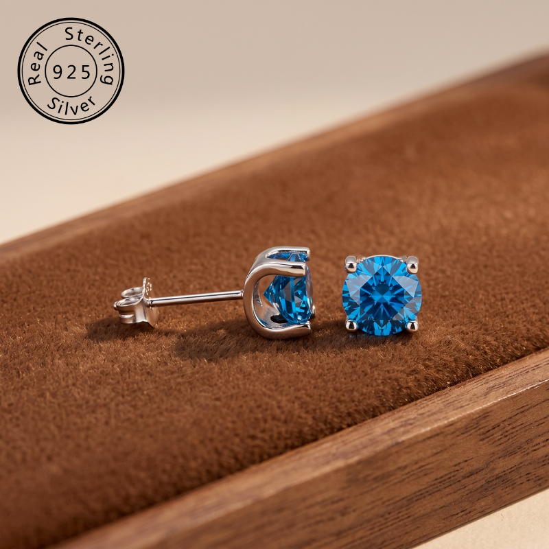 Unisex 0.5/1/2/3 Carat Cubic Zirconia Earrings, Elegant Gift