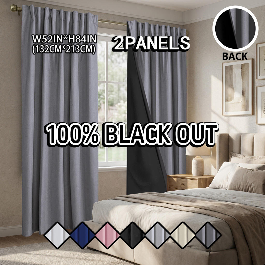 TEMU 2pcs Solid Color Laminated Curtains, Rod , Suitable For Living Room And Bedroom Plain Curtains, A Real , Applicable To Various , 100% Blackout
