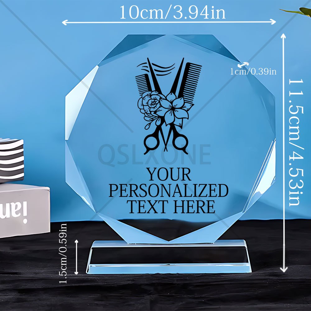 TEMU Floral Octagonal For Hairdressing Tools - Customizable Text, Perfect For Hairdressing Competition Awards, Commemorative Collectibles,