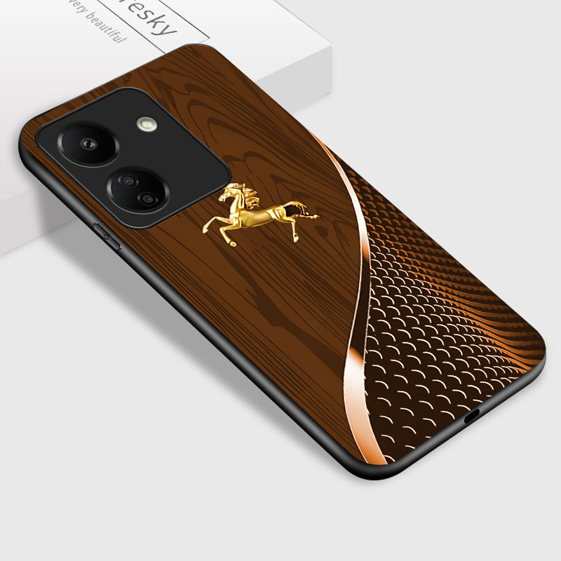 TEMU Phone Case - Stylish Glossy Glass Back Cover Case For Redmi 13c Poco C65 M6 5g Phone Featuring A Design And Textured End, Perfect As A Gift