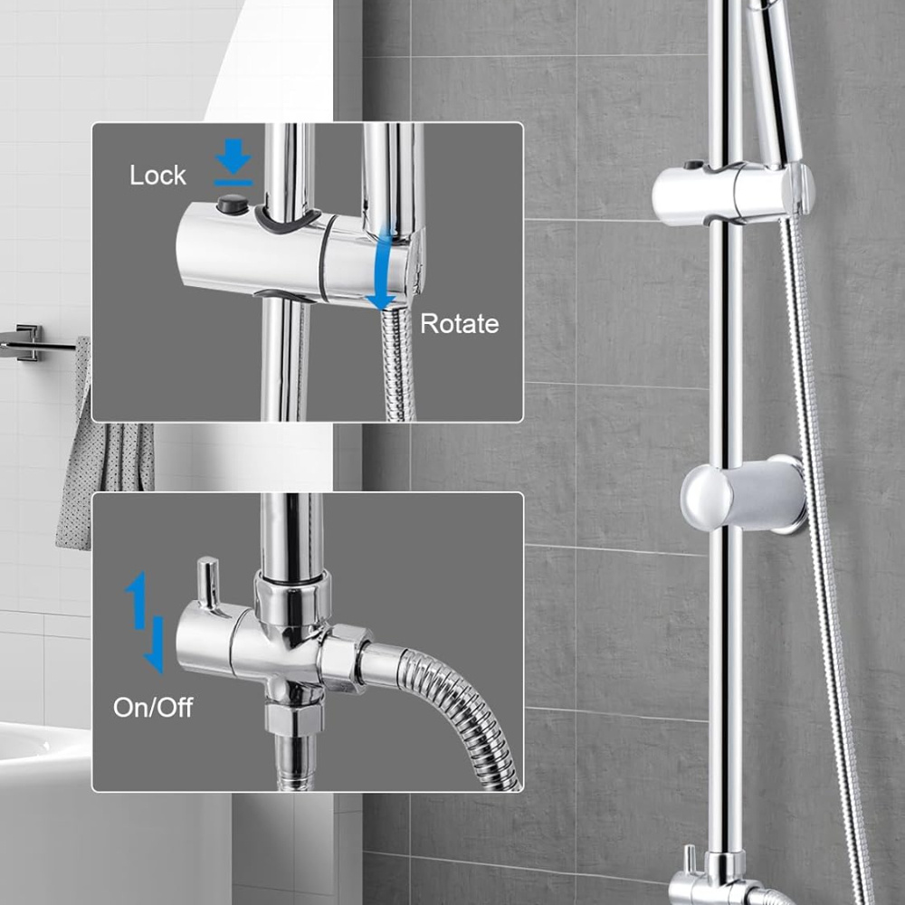 Shower Set Mixer with Overhead Rain Shower and Adjustable Temperature