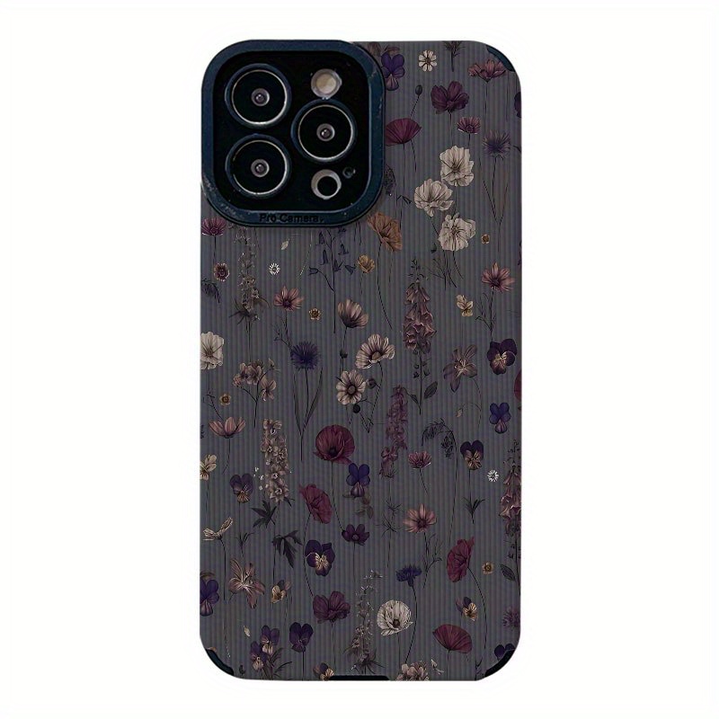 

floraux violets adaptés aux coques TPU compatibles avec les Pro Max, iPhone Max/14//15/13 Pro/12/11/7/8 Plus/X/Xr/Xs Max, avec des bandes verticales anti-chute en silicone et une coque de protection.