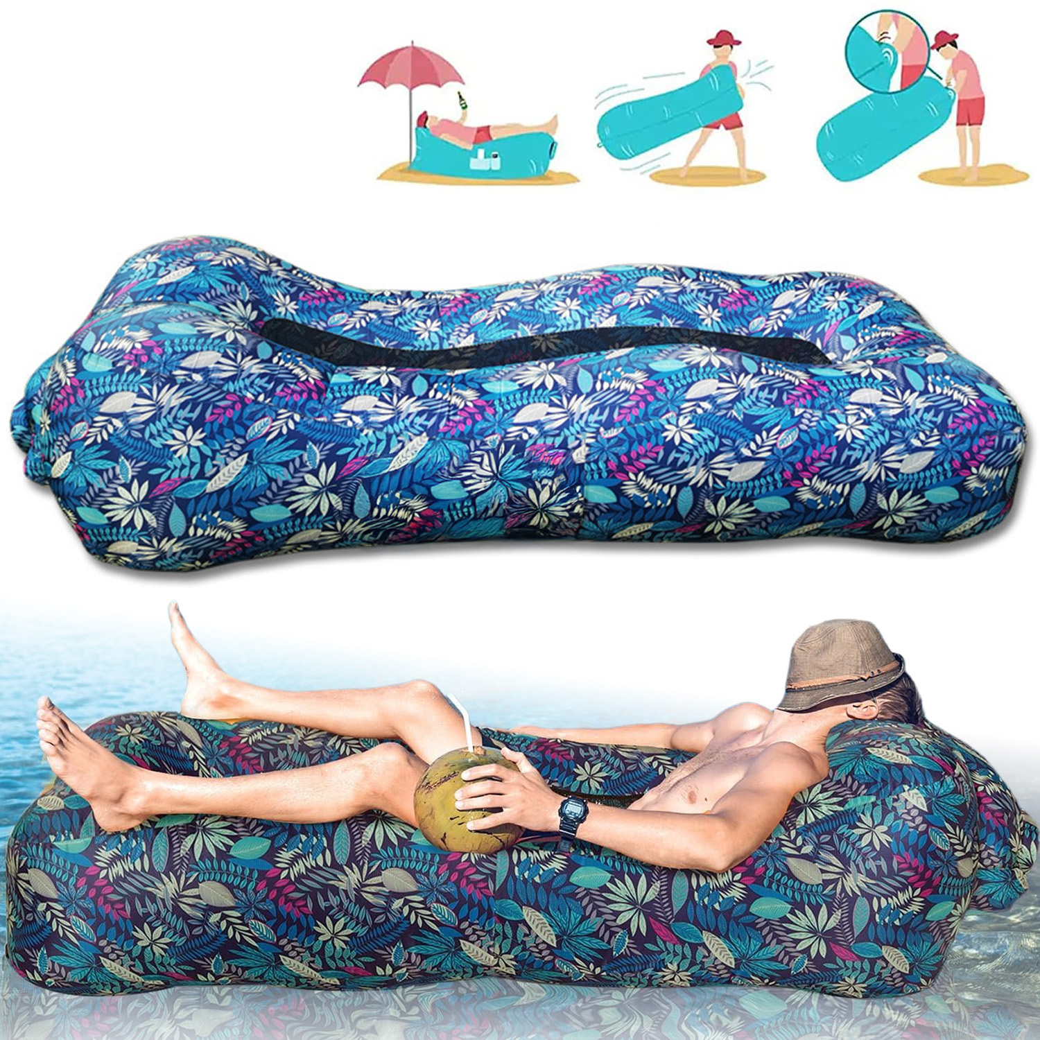 Comfortable Inflatable Inflatable Sleeping Pad Measuring 190*70*48cm For Relaxing By The Pool Or Beach