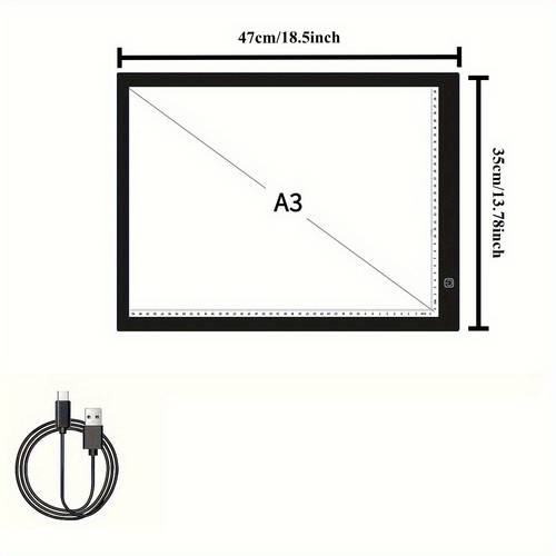 large a2 a3 a4 led drawing board with three brightness levels diamond painting accessory light box and high brightness light table providing lighting without black spots usb non magnetic suitable for 5d diamond painting