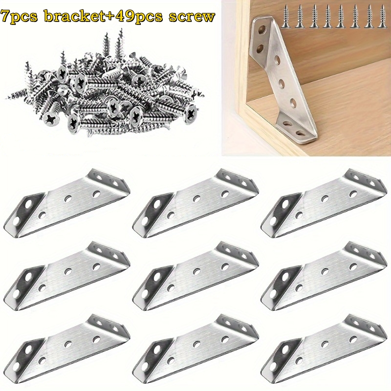 TEMU 56pcs Heavy Duty Furniture Corner Braces Set With Screws (includes 7 Corner Braces And 49 Screws) - 90° Angle Joint Support, Detachable Surface