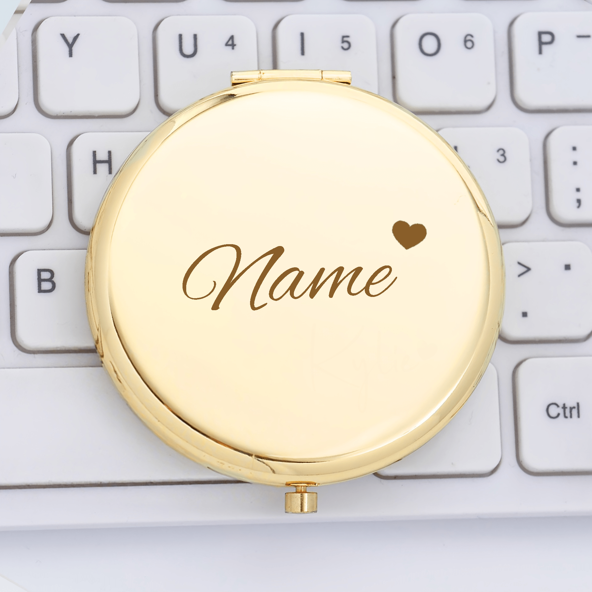 TEMU Personalized Name/text Heart-shaped Mirror - Wedding Favors Suitable For Bridesmaid Gifts, Portable Polished Compact Mirror With Name/text,