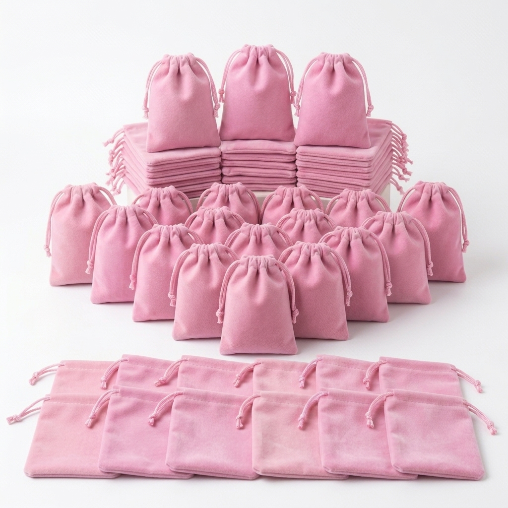 TEMU 50pcs Velvet Drawstring Pouches Gift Bags Reusable Fabric Storage Pouches With Durable Double Cords For Wedding Party Favors Small Business