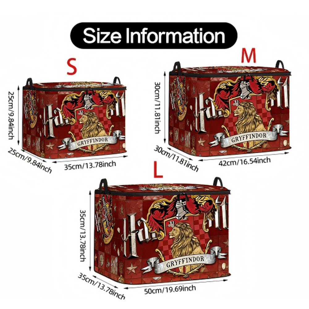 TEMU 1pc Nice Gryffindor Folding Storage Boxes, Space-saving Wardrobe Storage Boxes, Moving Packing Bags, Suitable For Dormitories, Bedrooms, And