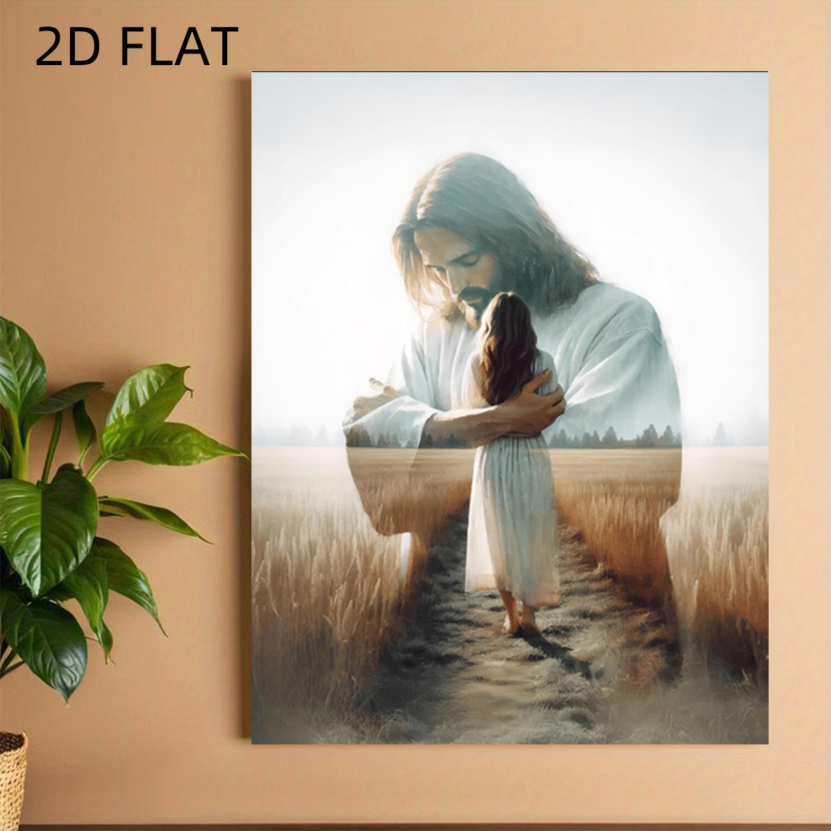 TEMU 2d Flat, 2d Flat, 1pc Canvas Art Featuring Embracing A Woman - A Frameless Christian Wall Decoration With A Religious Theme, Modern Artistic