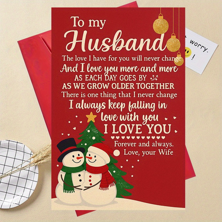 TEMU 1pc Romantic Christmas Card For Husband From Wife - Love & Marriage Vows, Anniversary & Holiday Gift Suitable For Christmas, Wedding - For