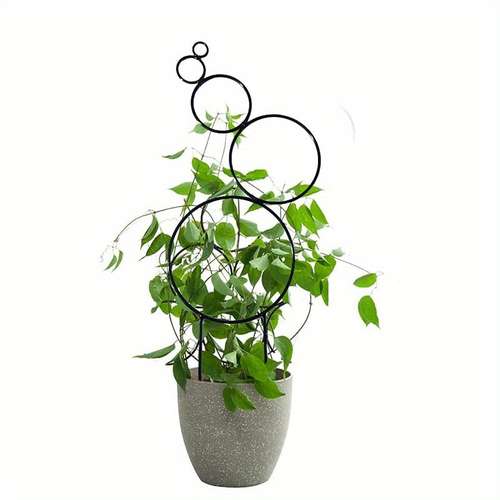 2 Supporti Per Piante A U In Metallo, Grigi, Per Piante Rampicanti In Vaso - Altezza 34cm
