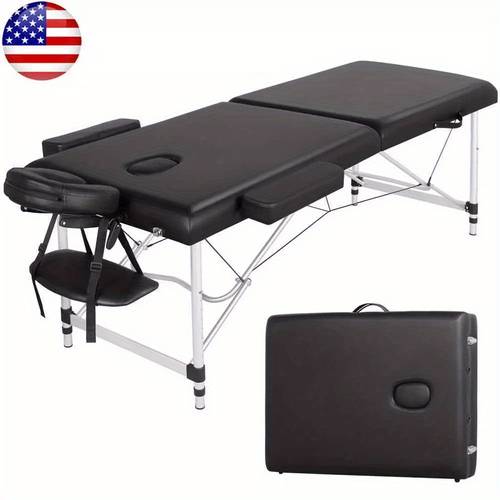 massage table portable adjustable 24 wide black aluminum 3 folding spa bed ideal for tattoo chair lash bed and esthetician massage bed for professionals massage tables portable