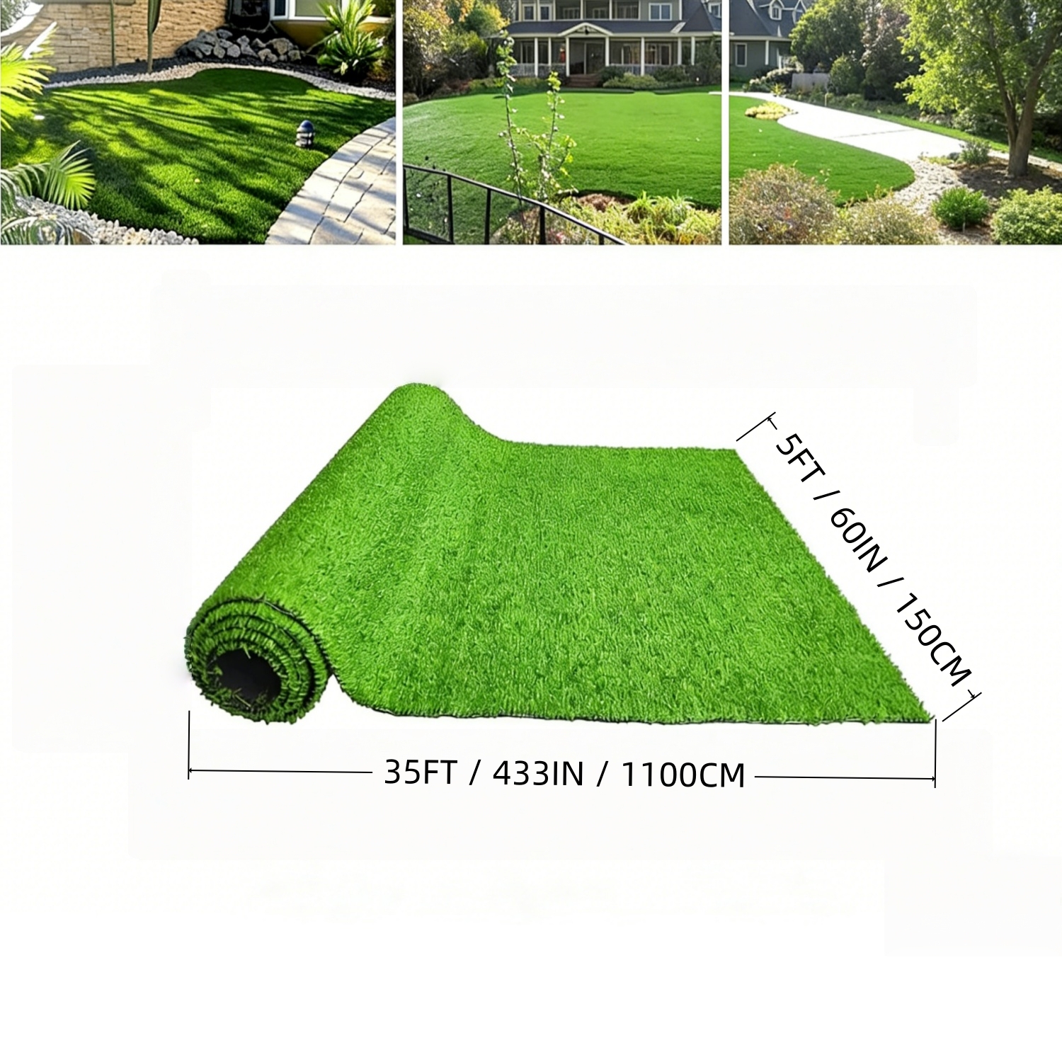 TEMU 35x5ft 0.7" Artificial Grass Turf, Wear Resistant Fake Lawn For Patio Garden Pet Indoor Outdoor Realistic Fake Grass, Wear-resistant Indoor