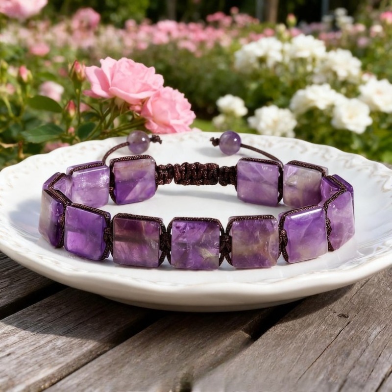 TEMU Aa Grade Amethyst Bracelet, Genuine Gemstone Crystal, Men Women Protection Bracelet, Crystal Bracelet, Best Christmas Gift