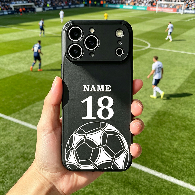 TEMU Phone Case - Soccer Fan Style Personalized Phone Case, Customizable Ball Number And Signature, Suitable For Iphone 17 16 15 14 13 12 11 Pro Max