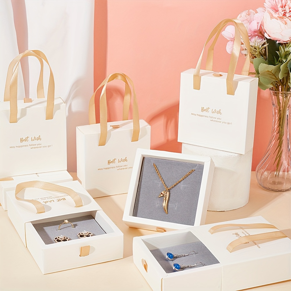 12 Elegant Jewelry Gift Boxes with Jute Rope Handles