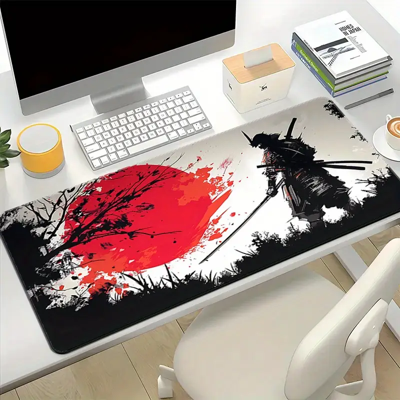 Samurai Draak Muismat XL – 70x29 Cm – Anime Design, Gestikte Rand & Antislip – Voor Gaming & Werk