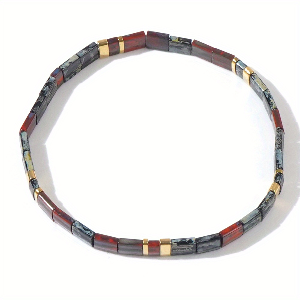 /summer Black And Red Tila Beaded Bracelet - Suitable For Daily Wear Or As A Holiday Gift