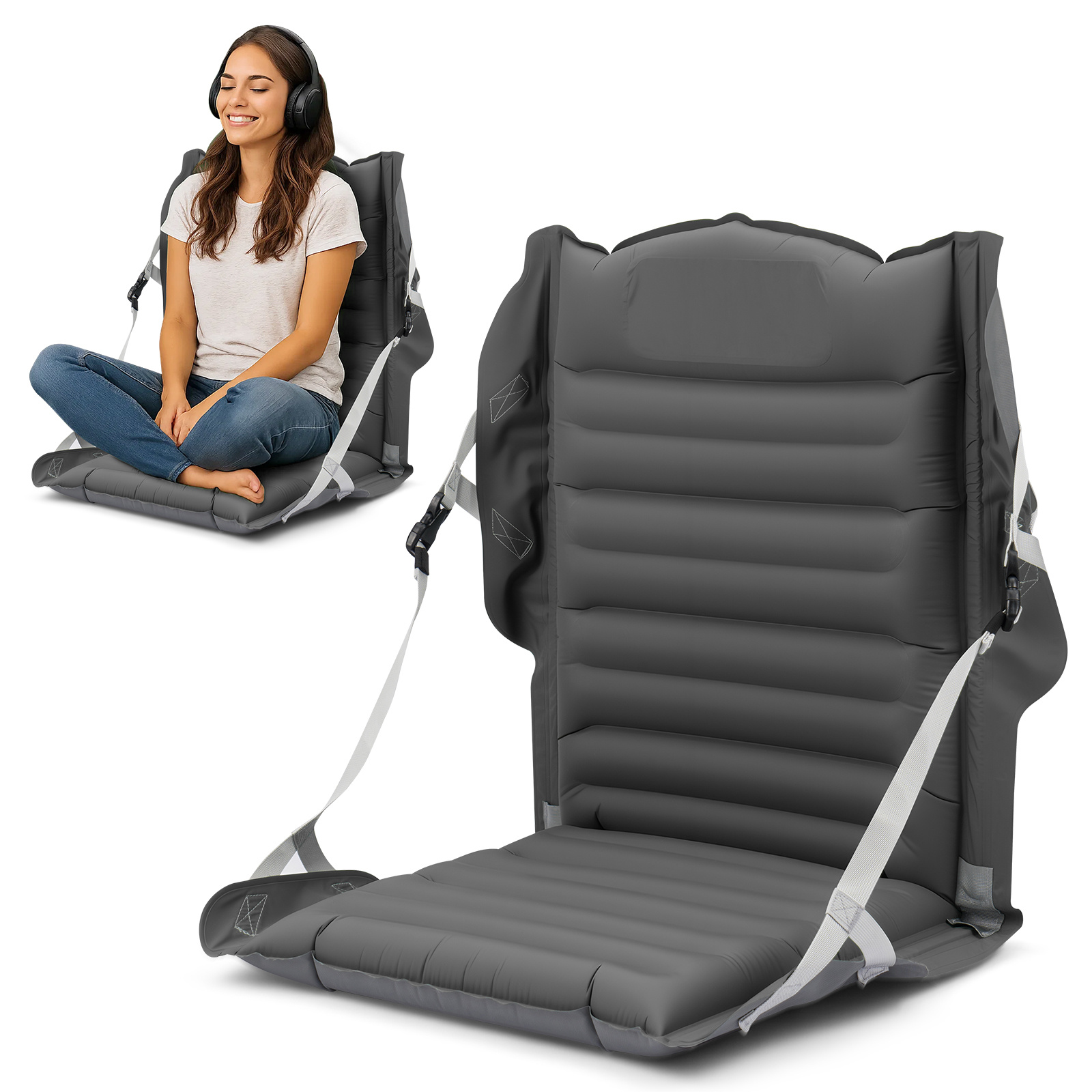Inflatable Folding Chair, Outdoor Picnic Beach Leisure Air Cushion, Portable Seat, Backrest Camping Lounge Chair