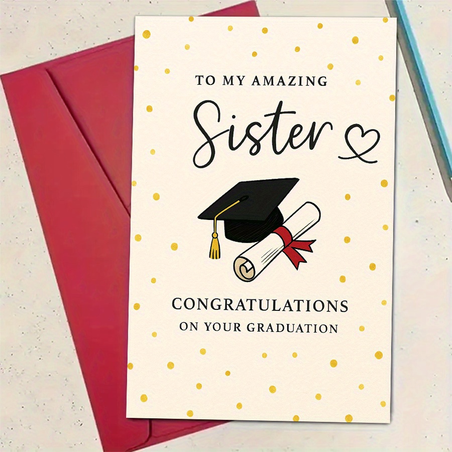 TEMU Une seule carte de de diplôme conçue pour une sœur, parfaite cadeau de ou des amis, célébrant sa à l' ou au lycée, accompagnée d'une enveloppe