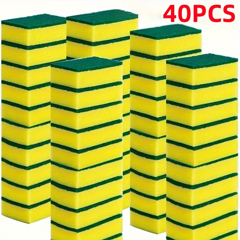 20/40pcs of kitchen cleaning sponges, dishwashing towels, cleaning sponges, double-sided scouring pads household cleaning, high-end kitchen dishwashing sponges, durable scratch resistant sponges, absorbent, cleaning supplies, reusable
