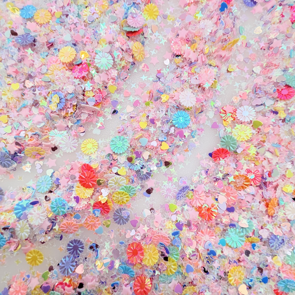 TEMU Paquete de material de decoración de lentejuelas estilo de de luz láser de 5250 piezas, que margaritas de color macaron, piezas de arcilla de