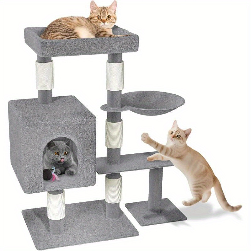 Image of Xxl Cat Tree With Sisal Scratching Posts, Multi-level Platforms & Cat Cave - Anti-slip Center For Indoor Cats, 49x41x93cm, For Multiple Cats, Cat Tree For Large Cats, Stable Pet Furniture