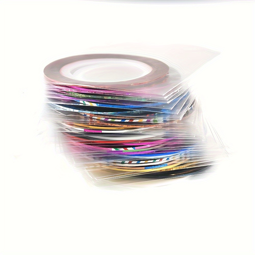 E-shop 31 Rollen/Set, 1mm Bunte Streifenband, Nagel-Glitzer-Stickerband, Nagelkunst-Dekorationsaufkleber in verschiedenen Farben