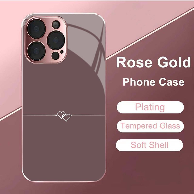 TEMU Phone Case - Decorative Line Suitable For New Plated Powder Phone Case For Iphone 17, 16, 15, 14, 13, 12, 11 Pro Pro Tempered Glass Protective