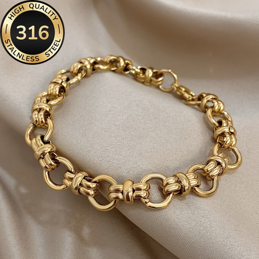 TEMU A Single And High-grade 316 Steel Cuban Chain Bracelet With A Hip-hop Vibe, Perfect As A Birthday Present For (without A Gift Box)., For