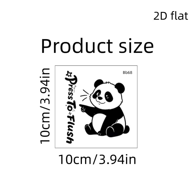 TEMU 1pc Press-and-flush Letter Toilet Sticker, Cute Panda Flush Reminder Toilet Tank Decal, Self-adhesive Removable Pvc Toilet Sticker, Spring New