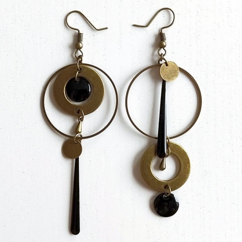 Image of 1 Pair Of Women's Bohemian Geometric Circle Drop Earrings For Daily, Vacation, And Party Wear, Valentine's Day Gift, Birthday Gift