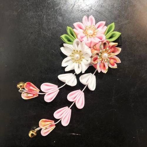 1pc handmade fabric flower sakura hair comb side clip traditional style photography hair accessory travel photo shoot accessory hairpin elegant ladies hair ornament