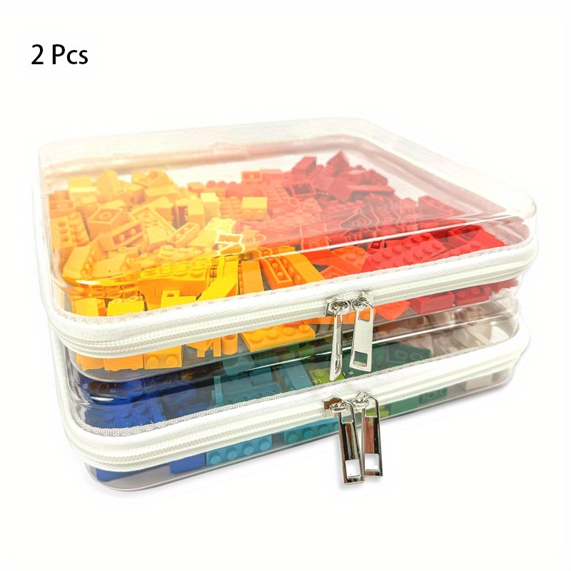 TEMU 2pcs Transparent Hard Shell Storage Cases With Zipper Closure, Clear Stackable Organizer Boxes For Cosmetics, Makeup Tools, Electronic
