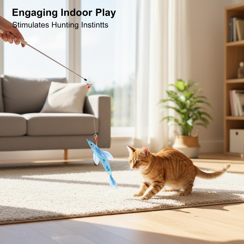 Fish-Shaped Cat Wand Replacement Heads with Mesh Tube
