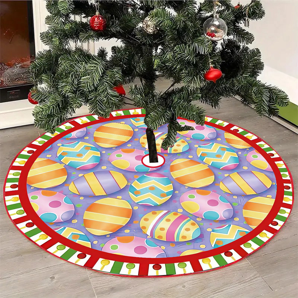 

1pc Polyester Tree Skirt, Holiday Decor, Fits 23.6", 35.4", 47.2" Diameter Trees, For Christmas, Halloween, Hanukkah, Thanksgiving, New Year