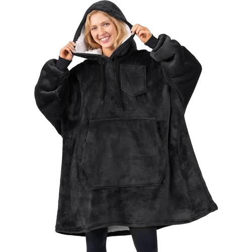 womens mens oversized shearling blanket hoodie cozy wearable sweatshirt with hood soft fleece lining retro style hand wash only unisex pullover for bed couch outdoor use durable warm multi color options versatile clothing access