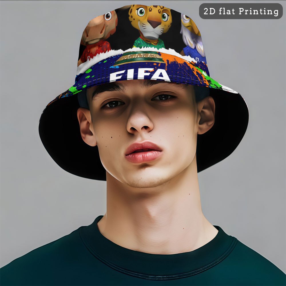 1pc FIFA World Cup Mascot Fisherman'S Hat - Selected Soft Fabric Bucket Hat, All-Over Print Design, More Comfortable to Wear, High-Quality And Durable