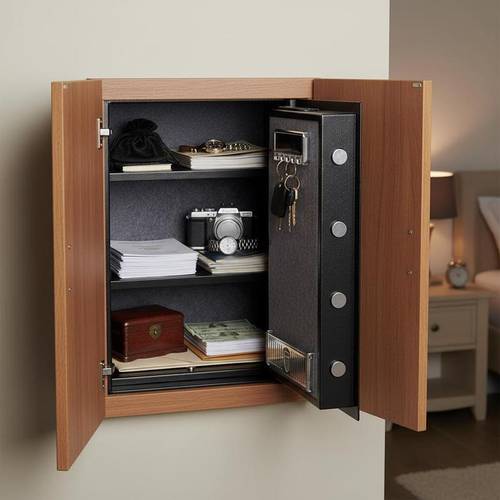 safe 62 l with fireproof wallet password key and fingerprint lock removable shelf inner cabinet for cash jewelry documents