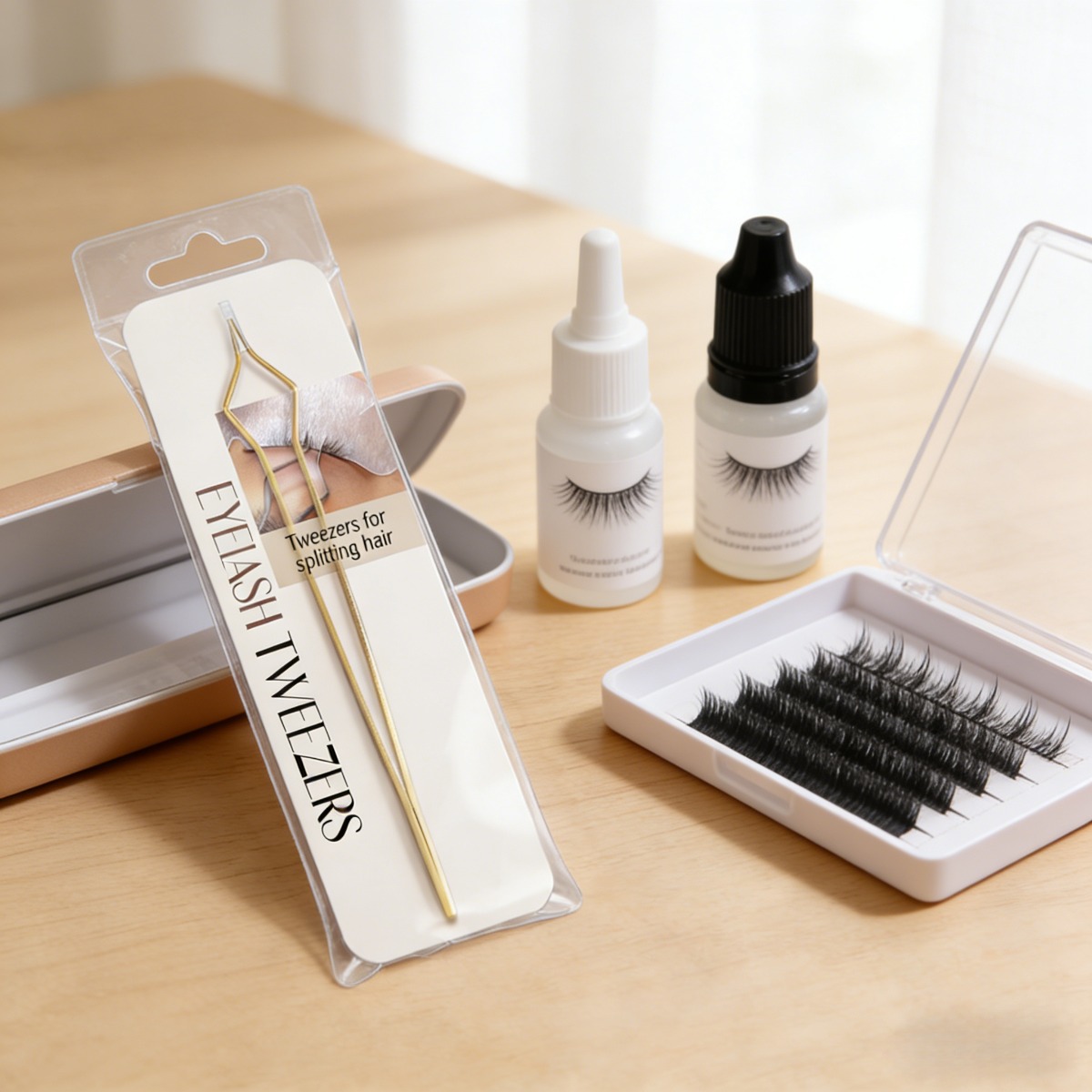 E-shop Professionelle goldene quadratische Wimpernverlängerung Pinzette – Edelstahl Trennwerkzeug. Hohe , fester Halt und ergonomisches Design für die