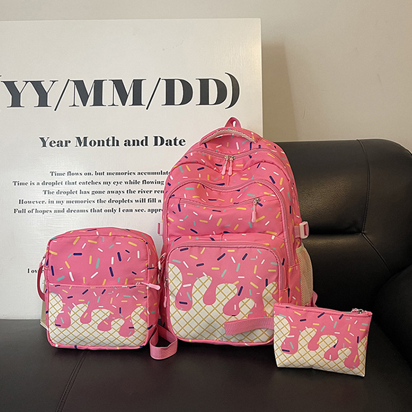 TEMU Ensemble de 3 pièces sac à dos pour femme, sac à dos à compartiment unique, sac à bandoulière, sac , sac à dos de style preppy pour étudiantes,