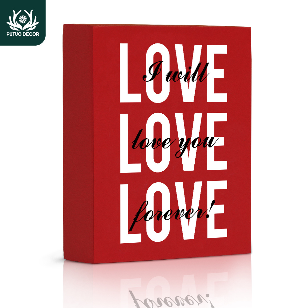 

1pc Decor Red Wooden Box "i You " - Manufactured Wood Plaque For , , - Multipurpose English 's Day