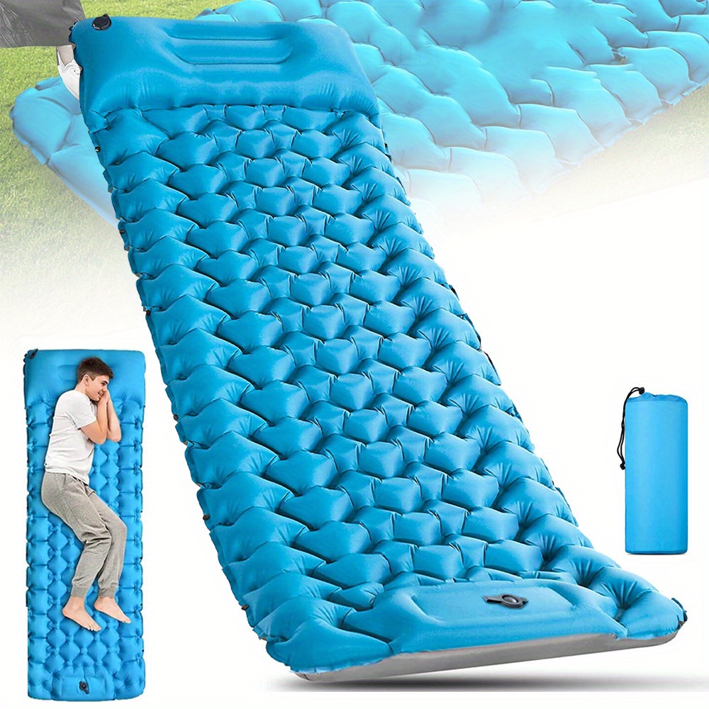 Outdoor Self-inflating Sleeping Mat With Foot Pump Air Mattress Camping Mat With Pillow