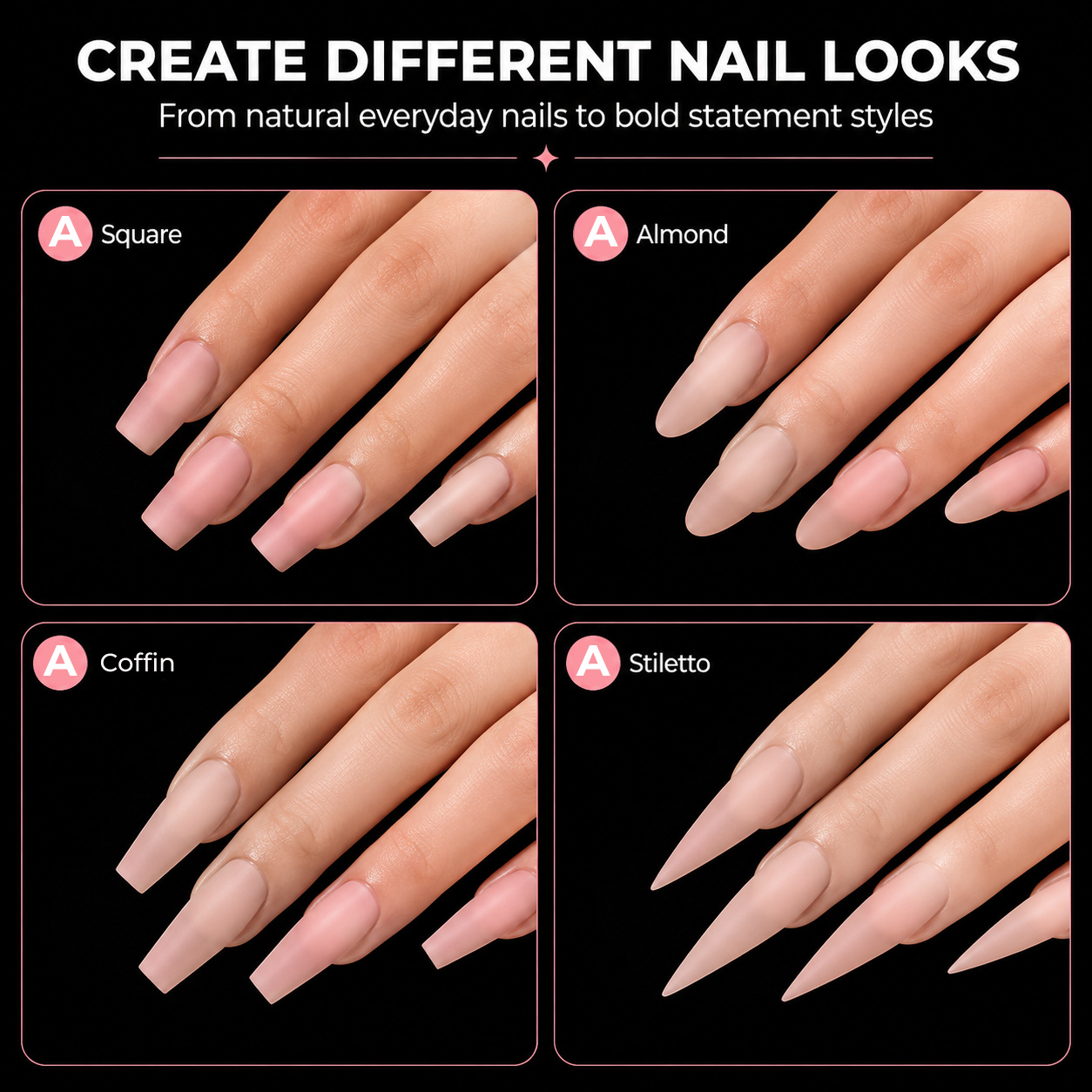 150pcs Matte Square Seamless Extension Nail Forms with Handle