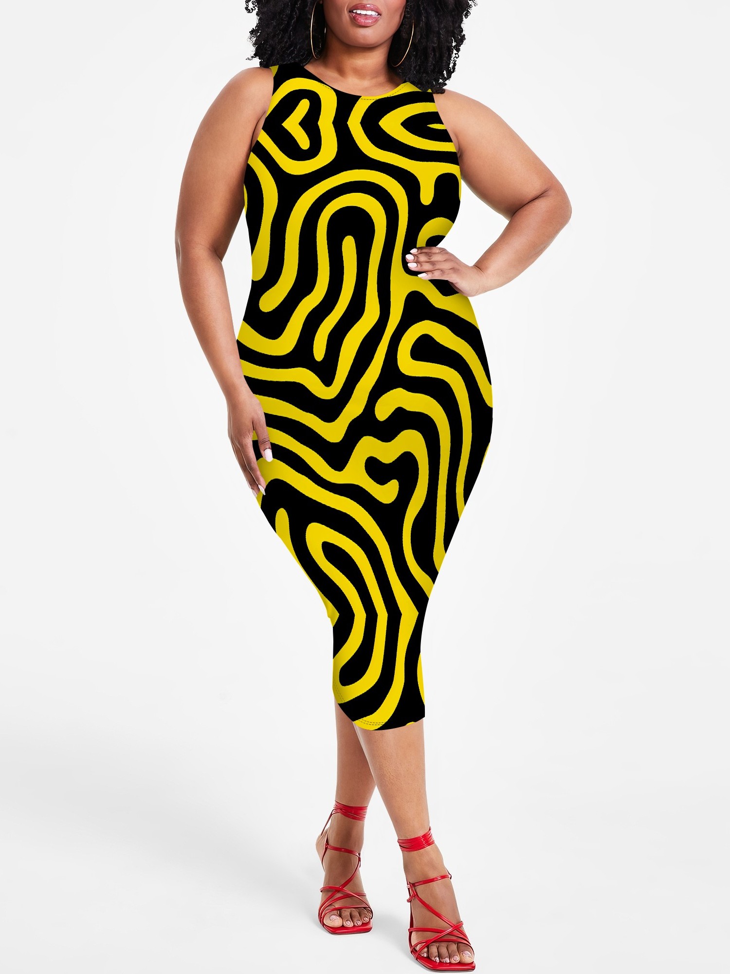plus size yellow and black dress sold on Temu United States Its soft on the
