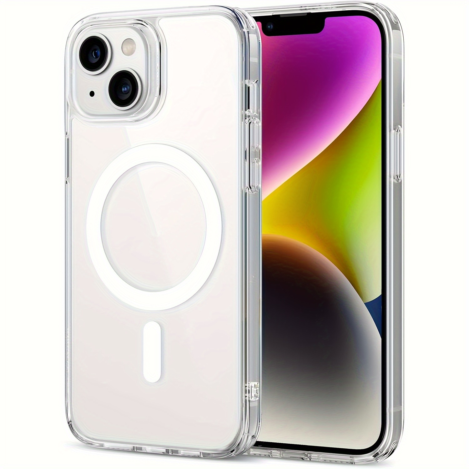 Transparent magnetic phone case, shockproof transparent iPhone case, suitable for iPhone 16promax, 15plus, 14, 13, 12 and 11, four-sided protection for Samsung Galaxy S24 Ultra 23+ 22plus.