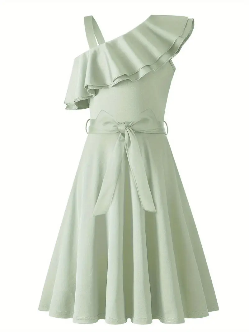 green dresses for 12 year olds LUOGENLI Kids Prom Dresses For Girls Size 14-16 Kids Children Toddler Girls Spring Summer Sleevel Glitter Dress For Formal Cute Girls Bow Dresses For Christmas Party Princess Dress Green 7-8 Years