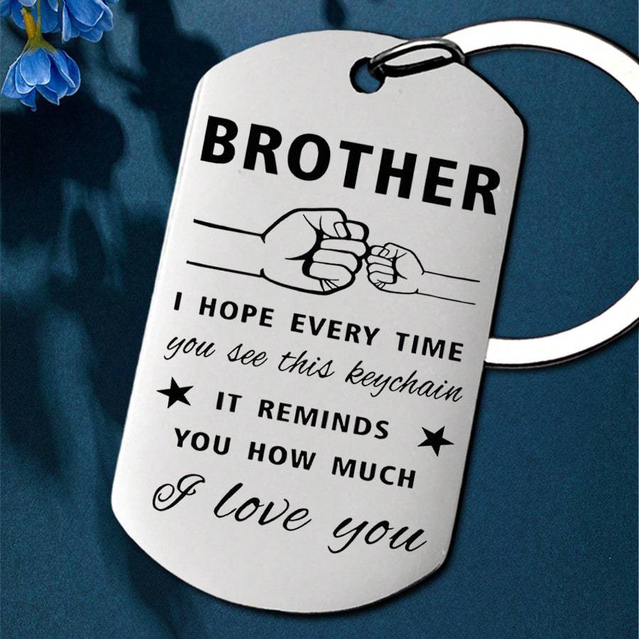 TEMU 1pc Stainless Steel Keychain Gift - Carving " Time This Keychain, I It You How Much I Love You" - A Gift For Brothers On Birthdays, Christmas,